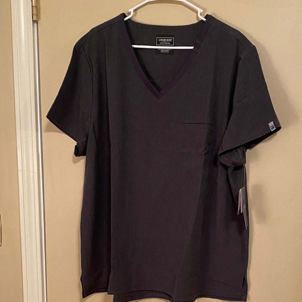 Cherokee 3x V-Neck Scrub Top - Dark Gray